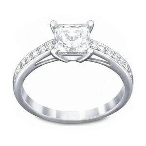 Swarovski Attract Ring Square Rhodium Plated size 5